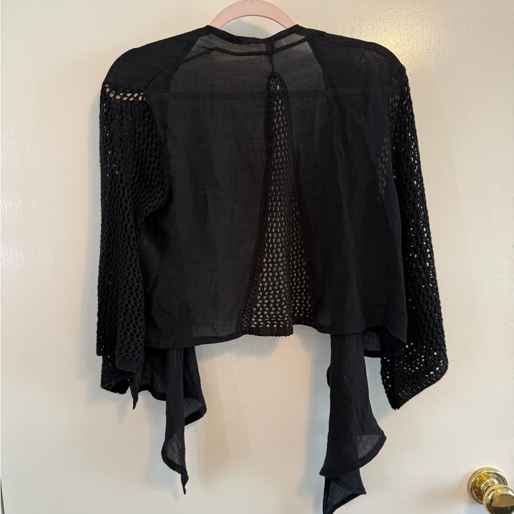 Black Open-Front Women's Sweater - Picture 2 of 3